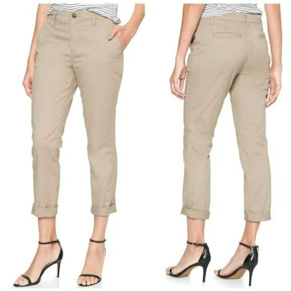 Gap Girlfriend Khaki Pants Womens 8 Beige Cotton Blend - Picture 1 of 11